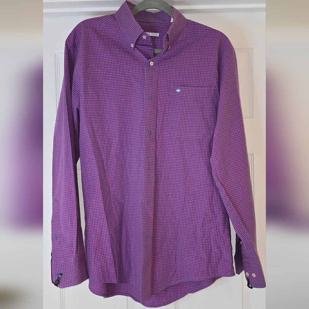 Southern Tide Men's Pink And Blue Plaid Button-Down Shirt